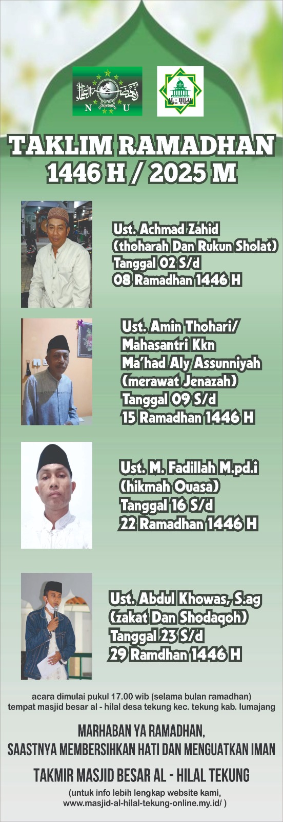 Jadwal Kultum Sore/Menjelang Buka Puasa di Masjid Besar Al Hilal